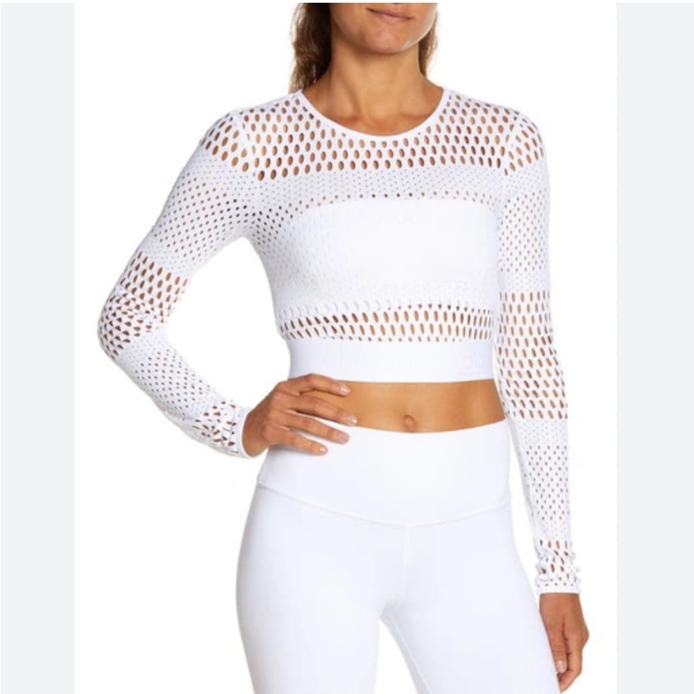 Alo Yoga Mesh Haute Summer Long Sleeve Top - White